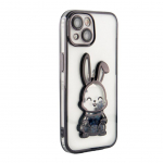 Back panel cover iLike Apple iPhone 15 Silicone Case Print Desire Rabbit Black