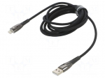 Cable | USB 2.0 | Apple Lightning plug,USB A plug | 2m | black | 2.4A