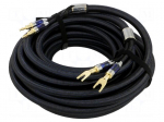 Cable | banana plug x2,fork terminal 2x | 10m | black | textile