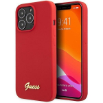 Back panel cover Guess  Guess GUHCP13XLSLMGRE iPhone 13 Pro Max 6.7" red/burgundy hard case Silicone Vintage Gold Logo