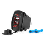 Auto- ja mootorrattatooted, elektroonika, navigatsioon, CB raadio // Auto elektroonikakomponendid : Installatsioonikaablid : Kaitsealused : &Uuml;hendused // Ładowarka samochodowa z gniazdami usb wodoodporna w kształcie ł&oacute;dki 2x usb 12v 24v amio-04228