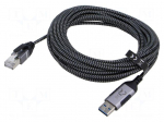Cable | slim,USB 3.0 | RJ45 plug,USB A plug | nickel plated | 5m