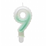 GoDan Ballon type Cake Candle topper Number 9 (7cm) White/Green Ombre