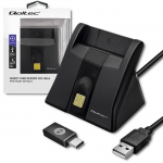 Qoltec Smart ID chip card reader SCR-0643|USB 2.0 + USB-C Adapter