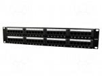 Patch panel | black | Number of ports: 48 | 19" | Cat: 5e | rack 19"