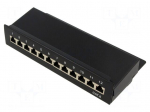 Patch panel | black | RJ45 socket x12 | Number of ports: 12 | Cat 6