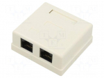 RJ45 module | white | Cat: 6 | wall mount | IDC x2,RJ45 socket x2