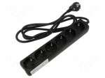 Extension lead | 3G1.5mm2 | 1.5m | PVC | black | Sockets no: 6 | 16A