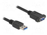 Cable | USB A socket,USB A plug | 1m | black | 26AWG,27AWG | 5Gbps
