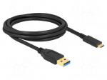 Cable | USB A plug,USB C plug | 2m | black | 22AWG,30AWG | 10Gbps
