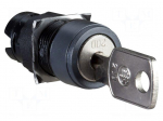 Switch: rotary with key | 16mm | Stabl.pos: 2 | black | none | Pos: 3