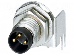 Connector: M8 | male | PIN: 3 | 4A | 48V | IP67 | angled | shielded | socket