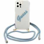 Guess GUHCP12LCRTVSBL Hardcase Script Vintage for iPhone 12 Pro Max 6.7" / blue