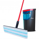 Vileda H2PrO flat mop set, floor mop black/red, with two-tank system