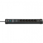 Brennenstuhl Premium-Line 6-way power strip, black, 3 meters, 60,000A surge protection, 2x USB-A
