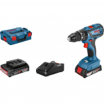 Bosch Professional GSB 18V-28 Professional cordless impact drill/driver, 18 volts, blue/black, 2x 2.0Ah Li-ion batteries, in L-BOXX