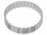 Timing belt | T5 | W: 10mm | H: 2.2mm | Lw: 150mm | Tooth height: 1.2mm