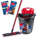 T&ouml;&ouml;riistad ja m&otilde;&otilde;teseadmed // Uued tooted t&ouml;&ouml;riistade, tarvikute kategoorias // Zestaw mop płaski Ultramax + rękawice Universal + zmywak Glitzi 2 szt. Vileda, Bezdotykowy system odsączania, Dwa rodzaje wł&oacute;kie