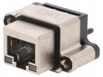 Socket | RJ45 | with LED | IP67 | THT | for panel mounting | straight