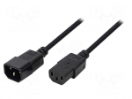 Cable | IEC C13 female,IEC C14 male | 1.8m | black | 10A | 250V