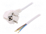 Cable | SCHUKO plug,CEE 7/7 (E/F) plug angled,wires | 2m | white