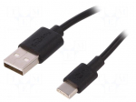 Cable | USB 2.0 | USB A plug,USB C plug | 2m | black | Core: Cu | 480Mbps