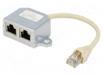 Plug/socket | splitter | Layout: 8p8c | RJ45 socket x2,RJ45 plug