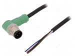 Connection lead | M12 | PIN: 4 | angled | 10m | plug | 250VAC | 4A | -25&divide;90&deg;C