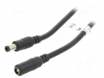 Cable | DC 5,5/2,5 plug,DC 5,5/2,5 socket | straight | black | 3m | Cu