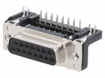 Connector: D-Sub | PIN: 15 | socket | female | on PCBs | angled 90&deg; | THT