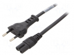 Cable | 2x0.75mm2 | CEE 7/16 (C) plug,IEC C7 female | PVC | 2m | black