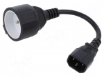 Cable | CEE 7/5 (E) socket,IEC C14 male | 0.15m | Sockets: 1 | black