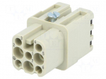 Connector: HDC | contact insert | female | 10A | 250V | Han&reg; D | PIN: 8