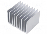 Heatsink: extruded | grilled | natural | L: 50mm | W: 61mm | H: 40mm | raw