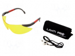 Safety spectacles | Lens: yellow | Resistance to: UV rays | Kit: case