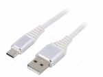 Cable | USB 2.0 | USB A plug,USB C plug | gold-plated | 2m | white