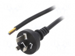 Cable | 3x1mm2 | AS/NZS 3112 (I) plug,wires | PVC | 3m | black | 10A