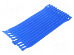 Hook and loop fastener | L: 200mm | W: 12.5mm | blue | 10pcs | -40&divide;85&deg;C
