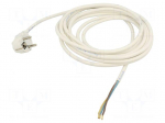 Cable | 3x1mm2 | CEE 7/7 (E/F) plug angled,wires | PVC | 5m | white