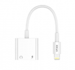 L10 adapter Lightning to Lightning+Aux 10cm valge