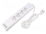 Plug socket strip: protective | Sockets: 4 | 230VAC | 10A | white | IP20