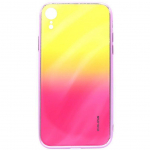Back panel cover Evelatus Apple iPhone XR Water Ripple Gradient Color Anti-Explosion Tempered Glass Case Gradient Yellow-Pink