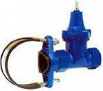 Service valve+saddle for steel pip.1 1/4''FxDn100