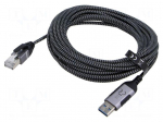 Cable | slim,USB 3.0 | RJ45 plug,USB A plug | nickel plated | 7.5m