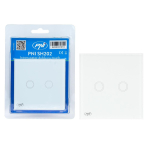 Double switch with glass PNI SH202 touch, white with LED indicator