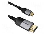 Cable | HDMI plug,USB C plug | PVC | 2m | black | 32AWG | 18Gbps