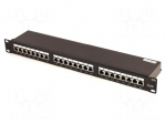 Patch panel | black | Number of ports: 24 | 19" | Cat: 6 | rack 19" | RACK