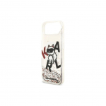 Back panel cover Karl Lagerfeld Apple iPhone 17 Air Silicone case with MagSafe Liquid Glitter Choupette Logo Transparent