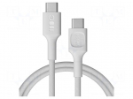 Cable | USB 2.0 | USB C plug,both sides | 1.2m | white | 480Mbps | 100W