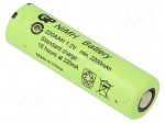 Re-battery: Ni-MH | AA | 1.2V | 2200mAh | &Oslash;14.5x49.5mm